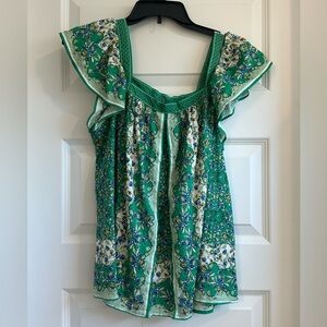Green Floral Blouse